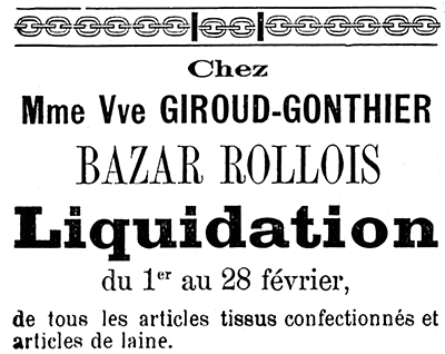 Bazar rollois en 1901